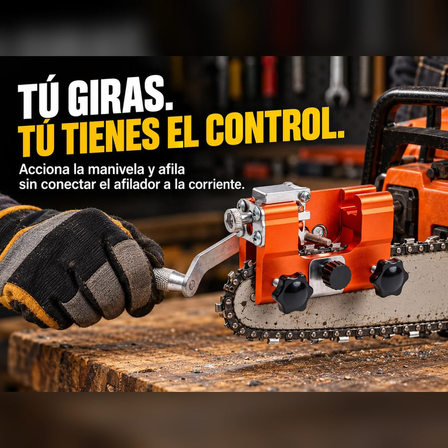 Afilamax funciona con manivela, sin corriente