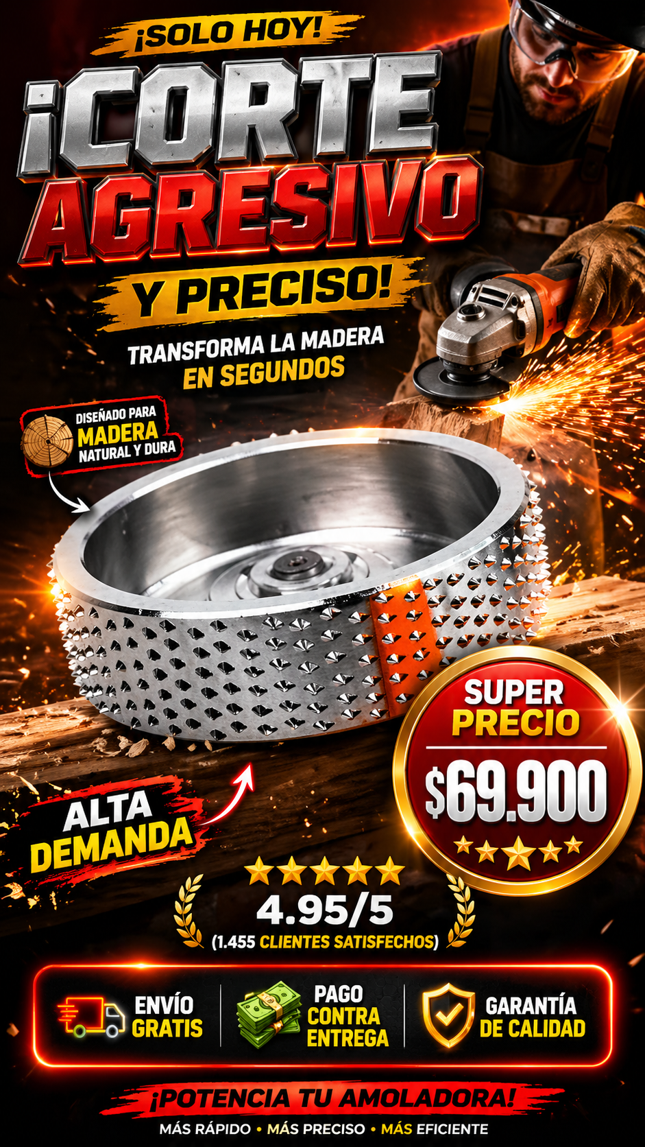 DISCO TALLADO MADERA