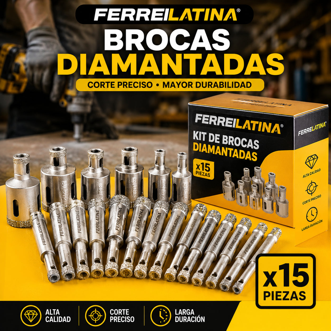 Broca diamantada X  15 unidades
