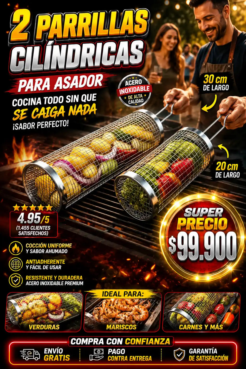 KIT PARRILLAS CILINDRICAS PARA ASADOS